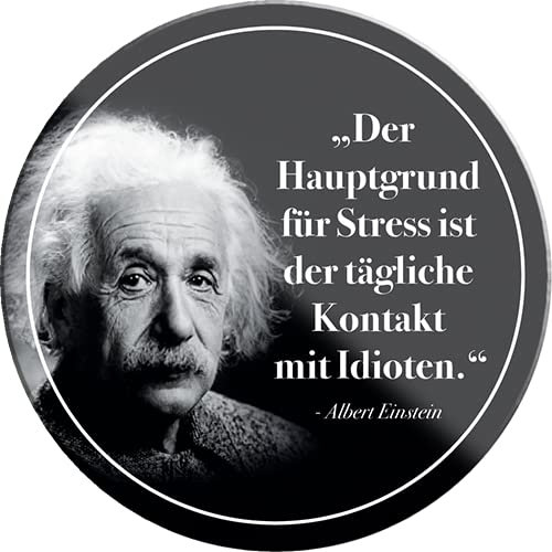 schilderkreis24 – Lustiger Albert Einstein Spruch Zitat “Hauptgrund für Stress“ Magnet Deko Kühlschrankmagnet Küche Geschenkidee Geburtstag Weihnachten 8x8 cm