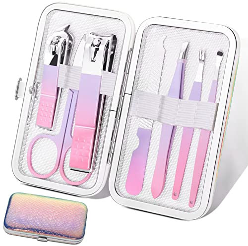 Maniküre Set Tragbare Reise Essential Nagelknipser Set, Mode Edelstahl Nagelknipser Pediküre Kit Pflege Geschenk für Männer Frauen Freunde und Eltern