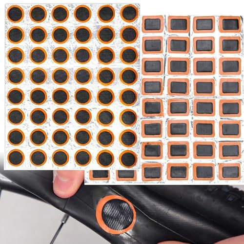 LIDEYE Fahrradreifen Patch Kit 96 Stücke Fahrradreifen Gummi Patch Gummi Flickzeug Reparaturset Gummi Patches Selbstklebendes Fahrradreifen Patch für Die Reparatur Von Reifen, Schlauch