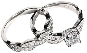 wojonifuiliy01 Achtsamkeitsring Damen Silber Zirkonia Rundschliff Solitär Verlobungsring Versprechen Ring Ehering Simulierter Brautschmuck Set Schmuck-zubehör Rings für Damen und Mädchen (Silver, 10)