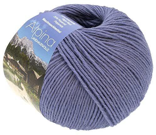LANA GROSSA Alpina | Landhauswolle und Trachtengarn, waschmaschinenfest | Handstrickgarn aus 80% Schurwolle & 20% Polyamid | 100g Wolle zum Stricken & Häkeln | 210m Garn 69