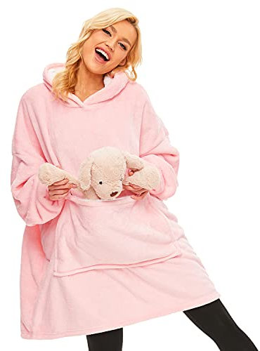 Gentlewarm Hoodie Decke mit Ärmeln und KapuzeDamen, Decken Hoodie Damen Ultra Weiche Sherpa Fleece Hoodie Sweatshirt mit Big Pocket Geeignet Kapuzenpullis für Männer und Frauen