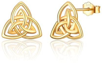 FAOMZQ Keltischer Knoten Ohrstecker, Ohrringe Gold Silber 925, Keltischer Schmuck Vergoldet Ewiger Knoten Geschenke für Frauen Mädchen Damen