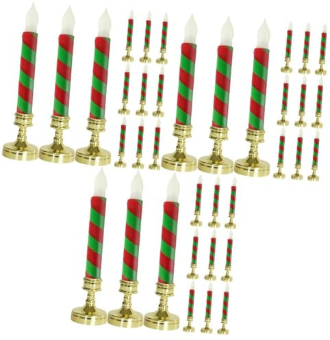 PRETYZOOM 36 Stk Kerzenring Weihnachtliche Led-kerzen Flammenlose Fensterkerzen Flackernde Weihnachtskerze Weihnachtliche Geführte Kerzen Geführte Weihnachtskerzen Streifen Batterie Plastik