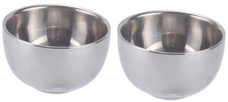 PRETYZOOM 2 Piezas Taza Vasos de te Him pequeños tazones para mojar tazones de Metal Vasos de Whisky Vasos de Doble Pared Vasos para Beber para el hogar Aislamiento Copa de Vino