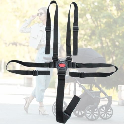 ZKGYUS 5-Punkt-Gurtsystem Verstellbare Hochstuhl Kinderschutzgurt Kinderwagen Gurt Babygurt Gurt Schwarz Universal Gurt für Kindersitz Kinderwagen Hochstuhl Buggy
