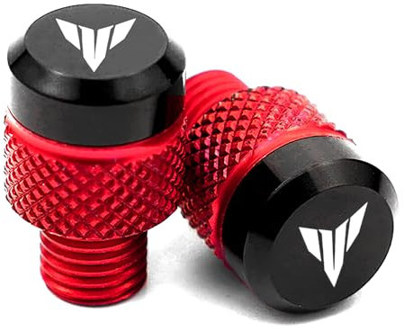 MOWOK M10 x 1,25 Aluminium Kappen Löcher Rückspiegel Motorrad Zubehör Für Yamaha MT 07 09 10 MT07 MT09 SP MT10 FZ07 MT25 MT125 XSR700 XSR900 Spiegel Verschluss Stecker (Rot)