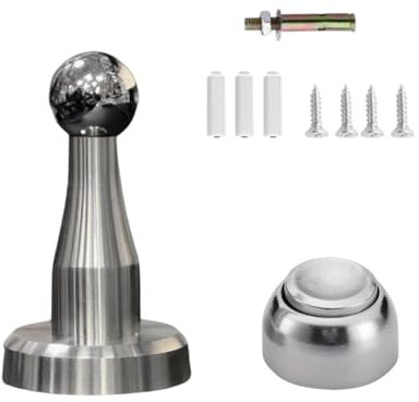 SDFIXINGS Magnetic Door Stopper Catch - Heavy Duty Steel Doorstop with Magnet for Secure Hold - Wall-Mounted Metal Door Holder for Indoors Outdoors - Silver (1)