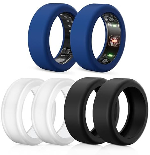 Lot de 6 protecteurs de bague compatibles avec Oura Gen 4/3, Samsung Galaxy, RingConn2 et 1 – Coque en silicone pour homme et femme – Taille M pour 11, 12, 13, 14