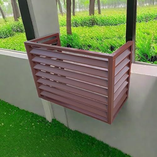 MMleYN Sichtschutzzaun Für Klimaanlagen, Mini-Split-Zaun Für Klimaanlagen, Sichtschutzzaun Mit Aluminium-Rollläden, Abdeckung Für Außenklimaanlagen, Geeignet Für Innenhöfe Und Den Außenbereich(Brown,2