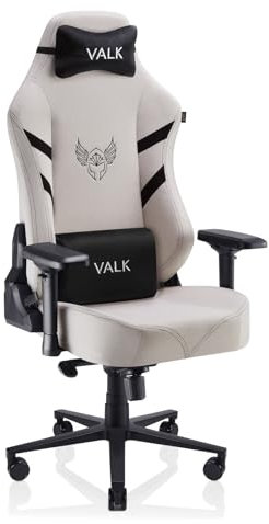VALK Freya - Silla Gaming Tela Transpirable Ergonomica Profesional, Reclinable, Reposabrazos 4D, Cojines Memory Foam, Silla Gamer Silla Escritorio Oficina, Creada en España (Blanco)