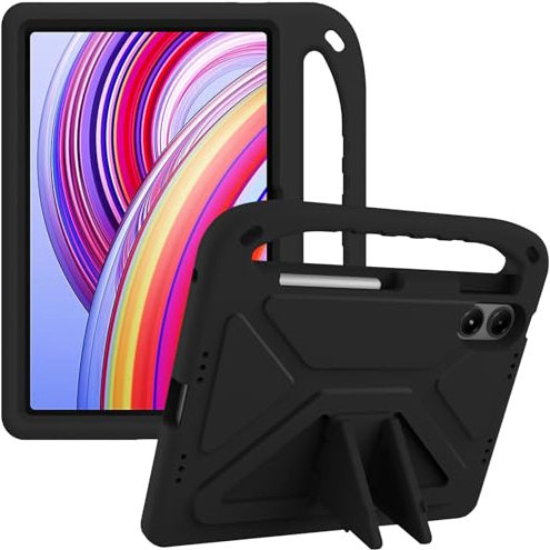 YRH para Redmi Pad Pro funda de 12.1 pulgadas 2024, con soporte de agarre resistente a los golpes, funda infantil para tableta Xiaomi Redmi Pad Pro (negro)
