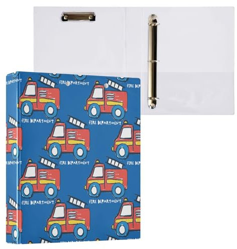 3,8 cm große Ordner mit drei Ringen, niedlicher Feuerwehr-Autoordner mit Taschen, 3 Löcher, Ordner für Schule, Büro, 2 Stück