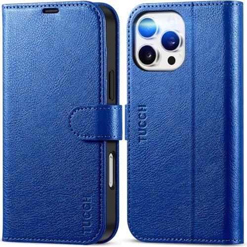 TUCCH Case for iPhone 16 Pro Max (6.9) 2024 5G, Magnetic PU Leather Wallet Protective Folding Stand Flip Folio Cover with[RFID Blocking] Credit Card Holders[Kickstand][Shockproof TPU], Klein Blue