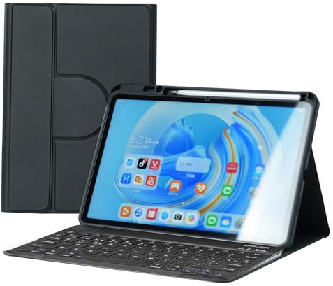Tastaturhülle für Huawei MatePad SE 11 2024, 360° drehbar, magnetische Hülle mit Stifthalter, abnehmbarer Bluetooth-Tastatur, Schwarz 1