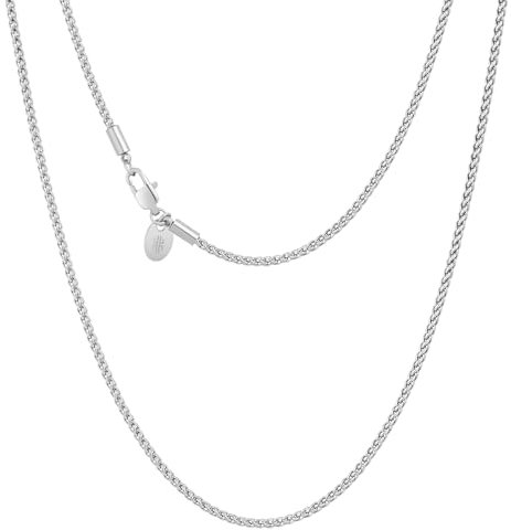 KRKC&CO Silberkette Herren 2mm, dünne Weizenkette verdrehte Rope Kette Edelstahl, beschichtet Halskette für Damen Unisex, Geburtstag Geschenke, Silbrig Weizen 55,9cm