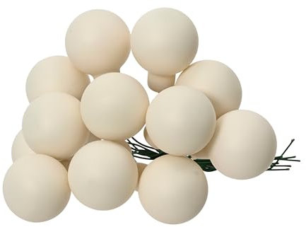 Kaemingk Palline di Natale in filo di vetro, 2,5 cm x 12 pezzi, opache, piccole palline decorative, decorazioni natalizie, colore bianco lana