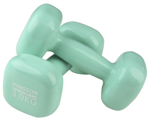 Hansson Sports® Vinyl Hantel 2er Set 0.5-5.0Kg Verschiedene Gewichte und Farbe zur Auswahl (2 * 3.0kg Mint)