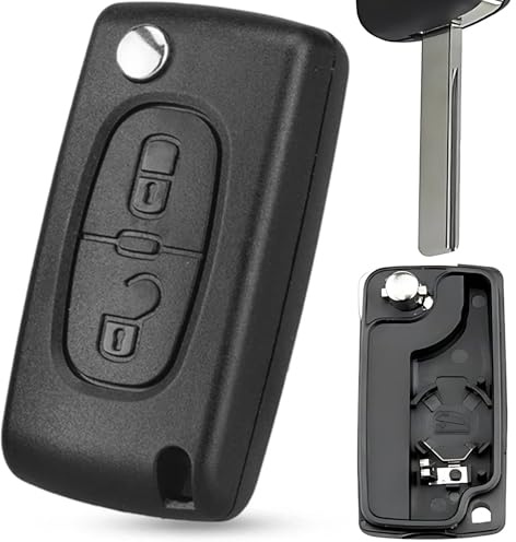 Car Key Fob Replacement, 2 Buttons Cases Cover Replacement For Peugeot,Fits for Peugeot 107 207 307 307S 308 407 607 2BT,Expert Citroen C2 C3 C4 Dispatch Key with Pin Removal Tools Peugeot Partner Key