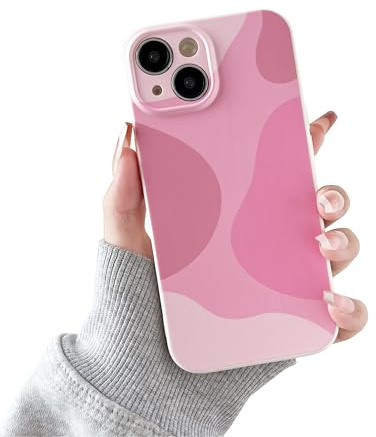 DEFBSC for iPhone 14 Case, Art Design Soft TPU Cover, Berry Pink | Cute Aesthetic Print Shockproof Raised Full Camera Protection Anti-Scratch Slim Back Phone Case for Girls Women