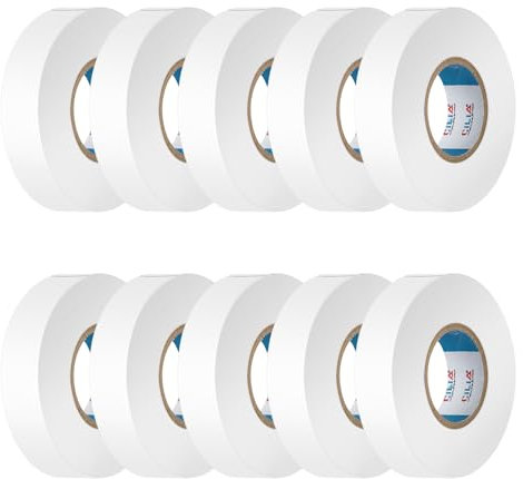 CILIA Cinta aislante eléctrica de 19 mm x 25 m, 10 unidades de PVC para reparar y atar, cinta adhesiva, 7 colores para voltajes de hasta 6 kv, eléctricos profesionales, flexible, autoextinguible