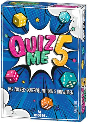 moses. Quiz Me 5, spannendes Zocker Quizspiel mit 5 Hinweisen, Glücksfaktor & 200 Lösungen, Wissensspiel & Partyspiel für Familie, Freunde & Erwachsene ab 12 Jahren, White