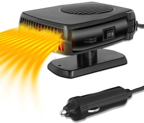200W 12V calentador de coche batería: Calentador portátil 12 voltios para automóvil, ventilador de calefacción estacionario, desempañador de automóvil, calentador parabrisas con encendedor cigarrillos