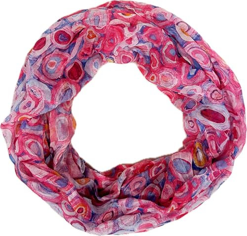 Jeamis Kreis Seide Loop Farbverlauf Frühling Rundschal Rainbow Unisex Sommer Leicht Schal Stola Dots (2025B Pink)
