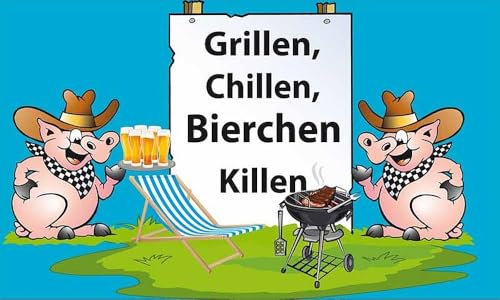 Fahne Flagge Grillen Chillen Bierchen Killen 90x150 cm Fahnen Flaggen Bier