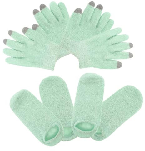 CALLARON Fingerlose Touchscreen-handschuhe Feuchtigkeitsspendendes Spa-socken-set Trockene Füße Über Nacht Weiches Licht Hellgrün Für Damen