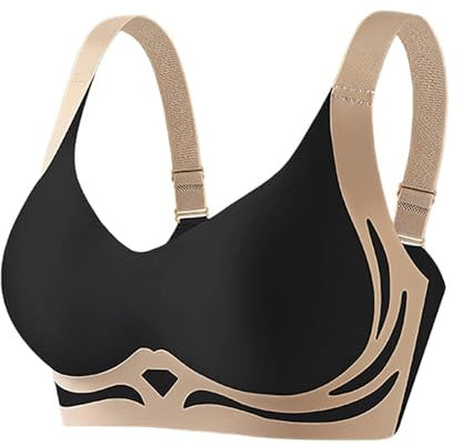 BH Damen Ohne Bügel Push Up Comfy Große Brüste Seamless Größen Starker Halt Für Yoga Jogger Laufen Sport Top mit Integriertem Bustier Schwarz SPOR Schwarzer Tape Triumpf Reißverschluss Plunge