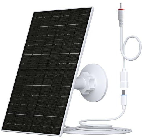 Vuebee Solar Panel for Security Camera, 7W Solar Charger Compatible with Ring Stick Up Cam/Pro Battery, Ring Spotlight Cam Plus/Pro Battery, USB C Camera Charger with USB-C to Barrel Plug Adapter