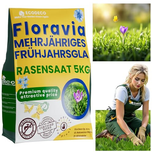 Rasensamen Schnellkeimend Frühjahr 5kg für 200 m² – Rasen Nachsaat mit 40 % Tetraploidem Weidelgras – Trockenheitsresistent und Mehrjährig - Ideal für Sonnige & Halbschattige Flächen