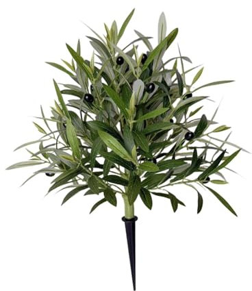 perfk Piante Artificiali di ulivo, cespugli realistici con picchetto da Terra, arbusti Verdi Artificiali per Anteriore, Balcone Esterno