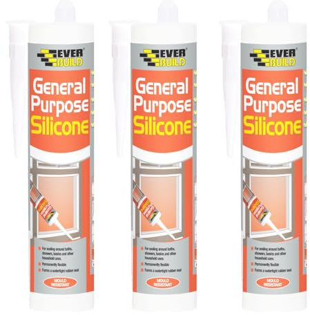General Purpose Silicone C3 White 280ml – Pack of 3 – Waterproof Sealant for Bathrooms, Kitchens, Windows & Doors – Flexible, Durable & Mold Resistant