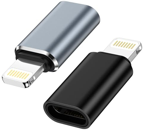 Bioonis Adattatore da USB C a Lightning, 2 pezzi, adattatore Lightning USB C, supporta ricarica/sincronizzazione dati, adattatore iPhone per iPhone 14/13/12/11, non per cuffie/audio/OTG
