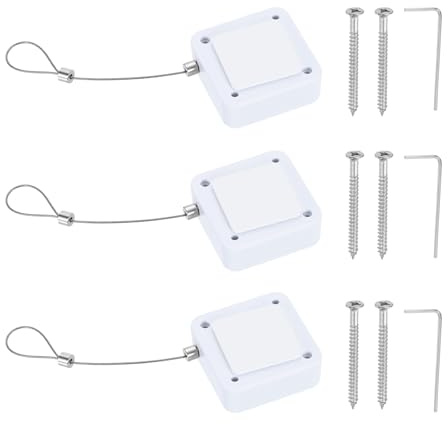 PATIKIL 5ft (1.5M) Retractable Remote Control Cable Tether 2N,3PCS,White | Remote Control Security Lanyard Lock,Adjustable Locking Leash,with Rope Locks,for TV Tablets Showroom