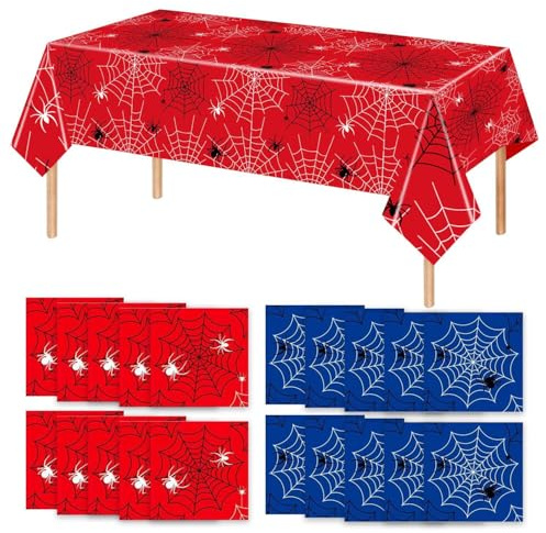 DUINIU 1 Stück Spinnennetz-Tischdecke Und 20 Papierhandtücher, Kinder-Cartoon-Party-Tischdecke, Exquisite Bedruckte Papierhandtücher, Weihnachtsgeschirr, Geburtstagsdekorationen.