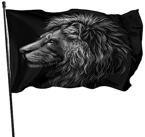Bannerfahnen Schwarzer Löwe, Realistisches Porträt, Löwenkopf Dekorationen Flagge Dekoration Langlebig Dekoratives Banner, Für Drinnen Und Draußen, Bauernhaus, Veranda, 90x150cm