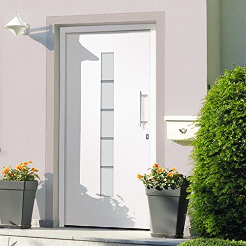 Generico Porta d'Ingresso in Alluminio e PVC Bianco 100x200 cm,Bianco,64.83kg,3056806