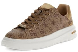 Guess Sportschuhe mit Monogramm-Logo, Beige/Braun, weiße Plattform, Gummisohle, lässiger Stil