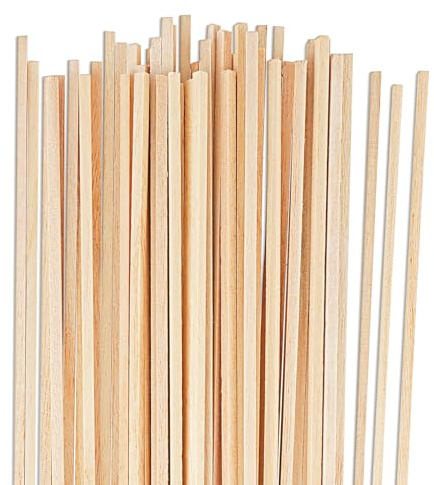 Holzstäbe zum Basteln, 50 Stück Holzstäbchen Quadratisch Holzstäbe zum Basteln, 30 cm x 3 mm Holzstab Rattanstäbchen Modellbau Handwerk Woodwork DIY Geschenke für Arts Craft Dekoration