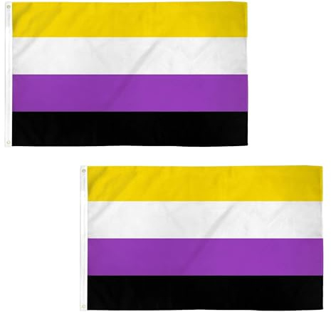 2 Stück Non-Binary Pride Flagge 1,5 m x 0,9 m mit Messingösen – Polyester LGBTQ Banner für PrideMonth Parades, Lgbtq+ Events, Haus & Garten Dekor