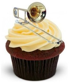 POSAUNE 12 essbare hochwertige stehende Kuchen Toppers - TROMBONE