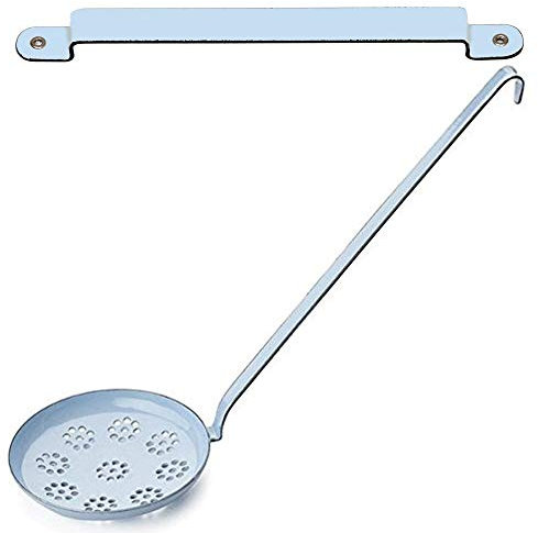 Riess Classic Backschaufel Backwender Plus Löffelblechleiste Aufhängeleiste Set Emaille-Kochgeschirr zum Hängen (blau)