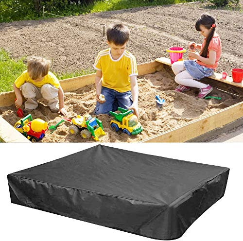 GOLRISEN Sandkastenabdeckungen 150cm*150cm Sandkasten Abdeckung Sandkastenplane Wasserdicht Abdeckplane Sandkasten Oxford-Stoff Staubdichte Plane Sandkastenabdeckung für Sandkasten (Schwarz)