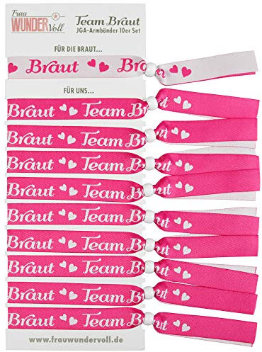Frau WUNDERVoll® JGA Armband Pink für Braut und 9 Freundinnen Inhalt 9 Team Braut Armbänder und EIN Armband für die Braut JGA Accessoires Junggesellinnenabschied Accessoires Hochzeit Hen Party