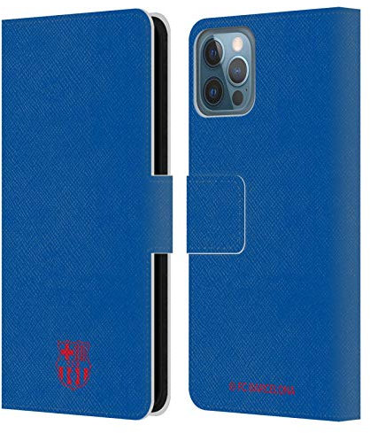 Head Case Designs Offizielle FC Barcelona Blau Wappen Muster Leder-Wallet-Hülle Kompatibel mit Apple iPhone 12 / iPhone 12 Pro