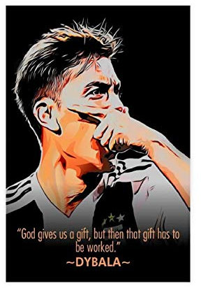 Paulo Dybala Poster Fußball Fußball Motivationszitat 7 Leinwand Wandkunst Dekor Gemälde für Wohnzimmer Heimdekoration ungerahmt 60 x 90 cm