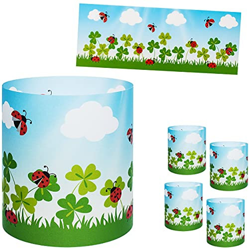 alles-meine.de GmbH 5 Stück - kleine Tischlichter Motiv frei wählbar Glück - Marienkäfer & Glücksklee 10 cm - Licht - für Teelichter/Batterie LED Lichter & Kerzen - Windl..